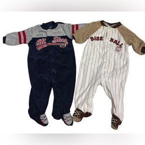Carter's All Star and Baseball Footies - Navy, Gray, Brown